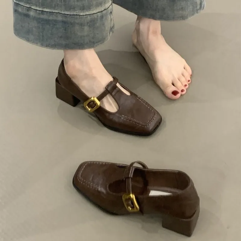Womens Heels - Dames Mary Jane schoenen met vierkante