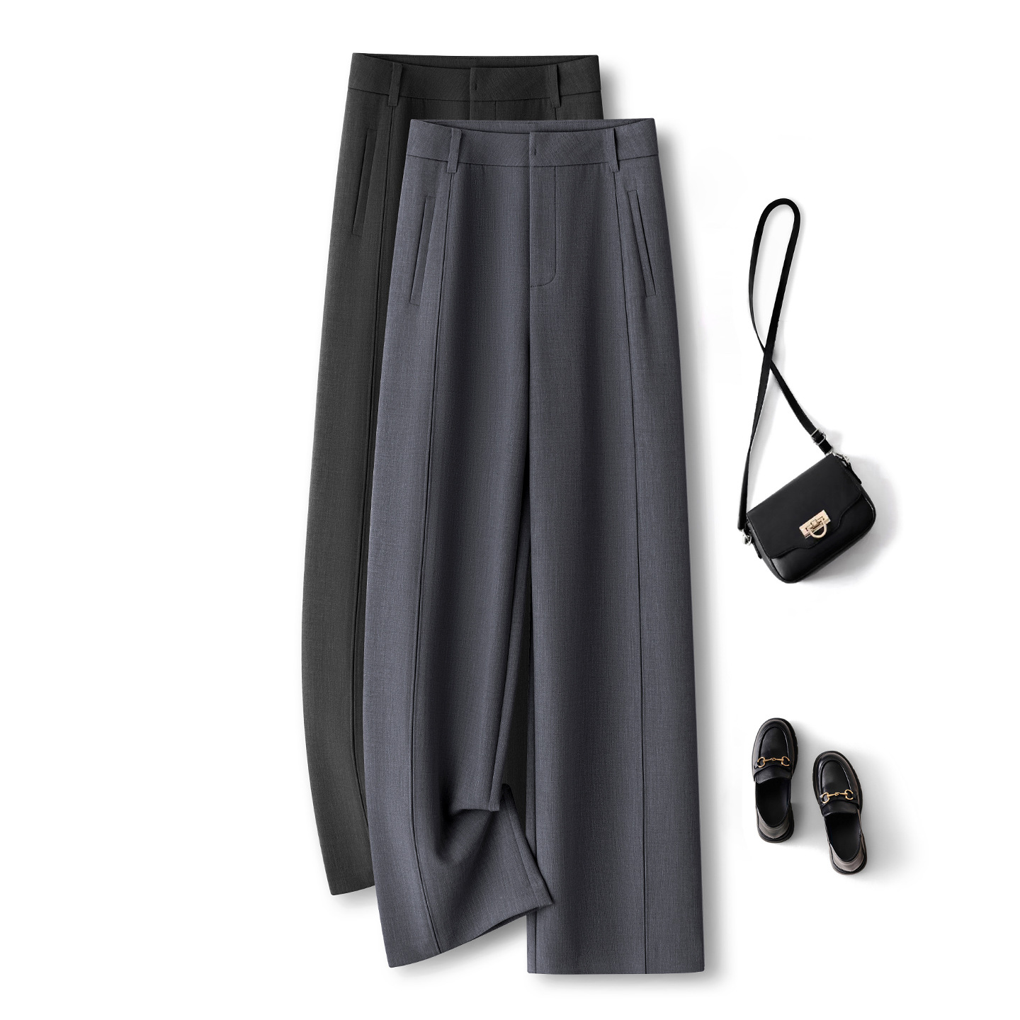 Tailored Trouser Wide - Damesbroek met wijde pijpen, hoge taille,