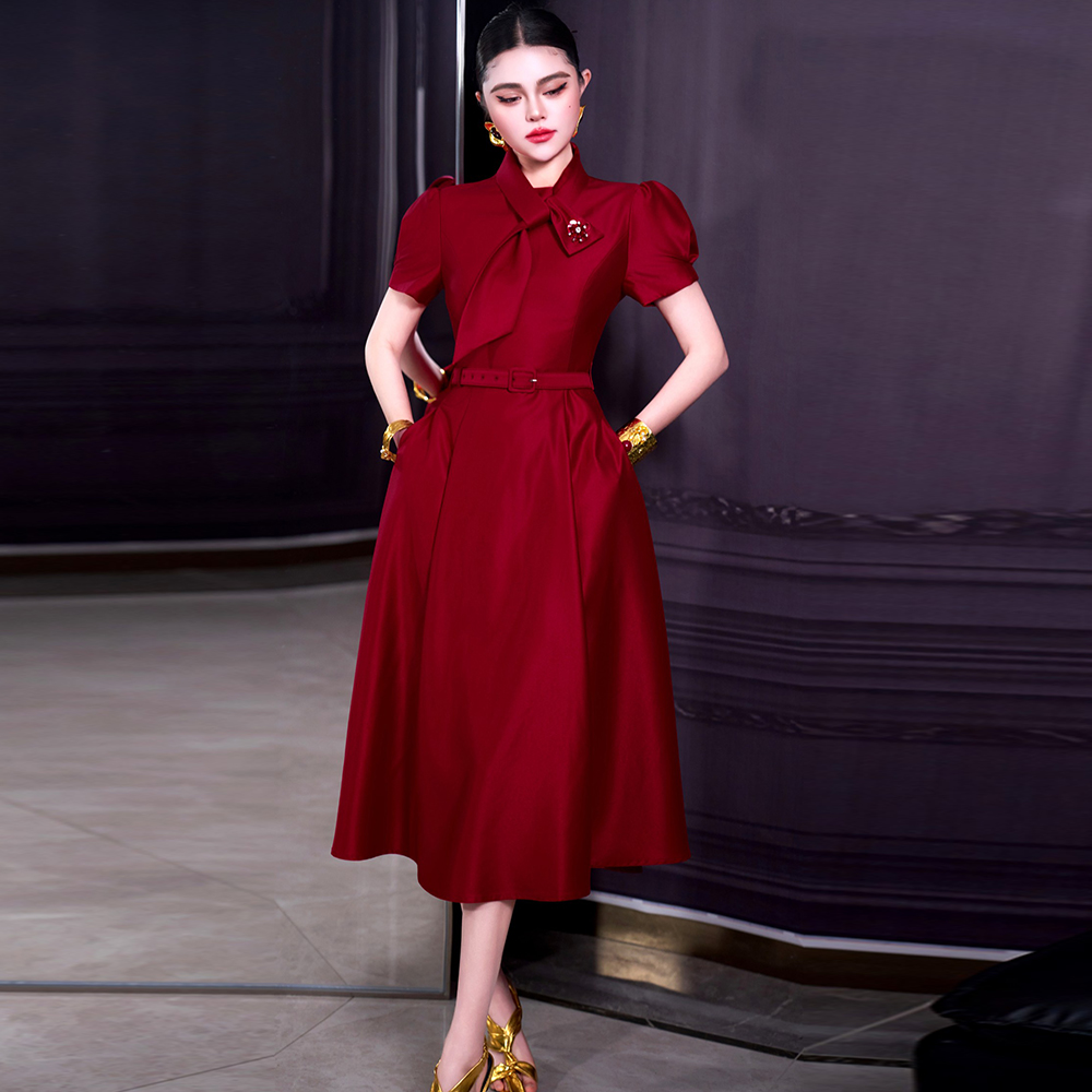 Women'S Red Formal Wear - ZJYT Rode Damesjurk Trend 2026 Lente