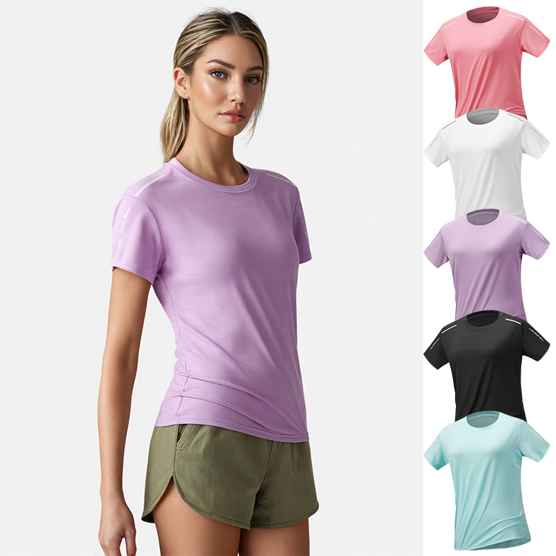 Silk Blouse - Dames sneldrogend hardloop-T-shirt ijszijde reflecterend hoog