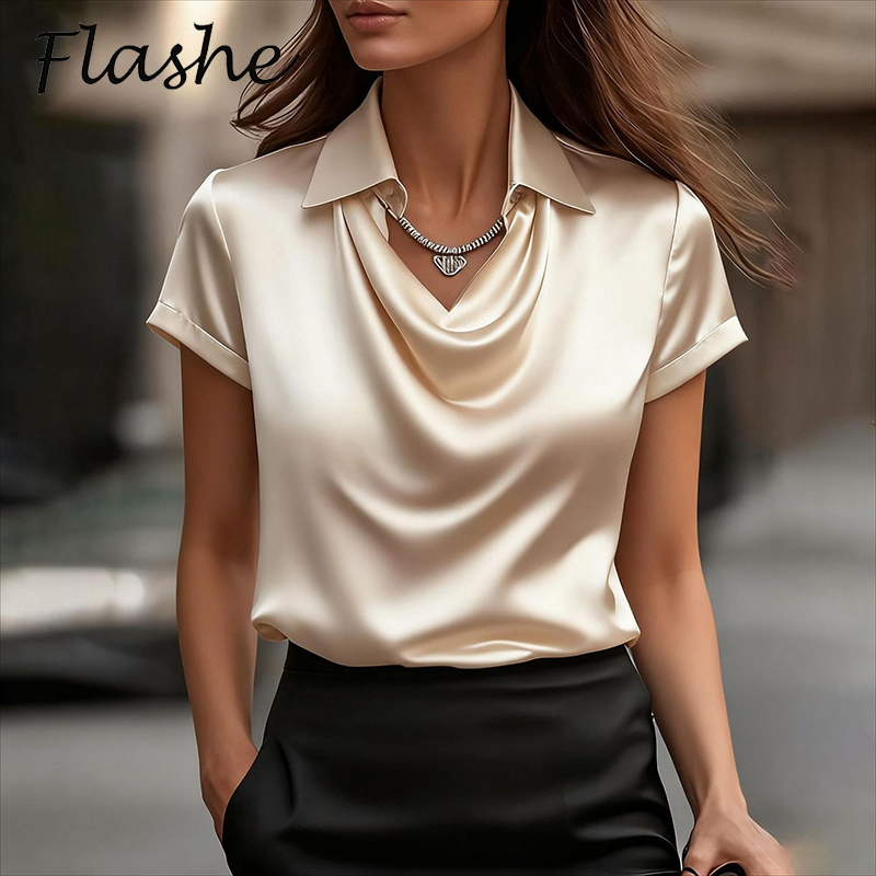 Silk Blouse - Alle Match Satijnen Shirt Dames En