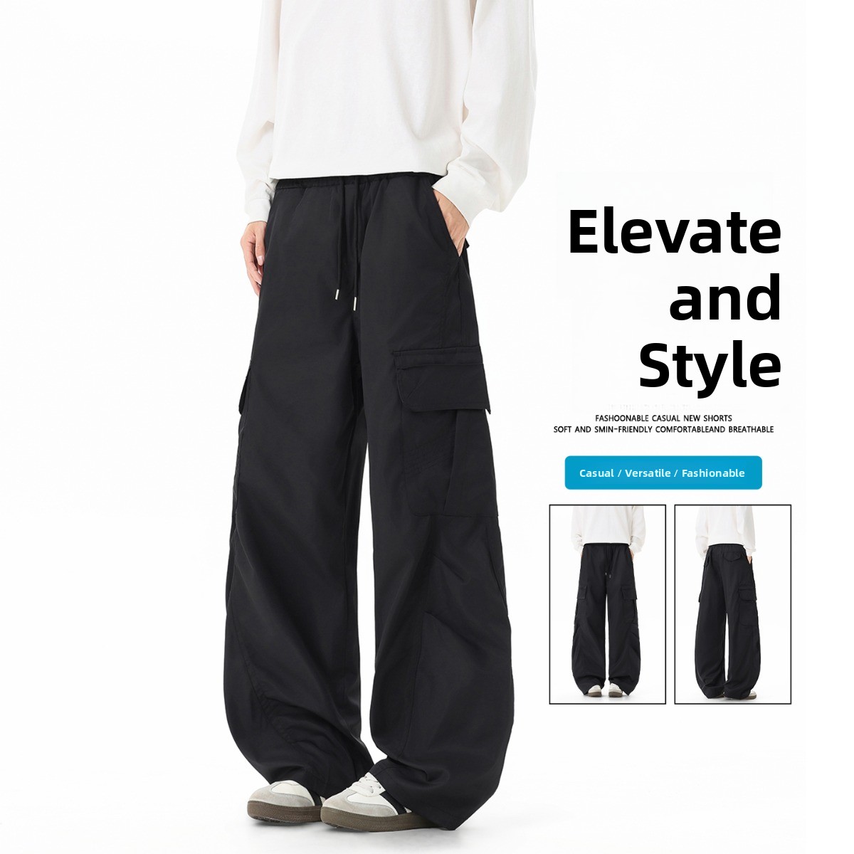 Tailored Trouser Wide - Trendy 3D-gekrooyde sportbroek voor heren, lente/herfst,