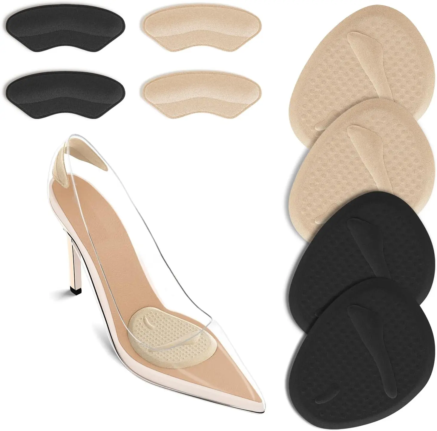 Womens Heels - 2 sets hielkussentjes, voetzoolkussentjes, middenvoetkussentjes, schoeninzetstukken
