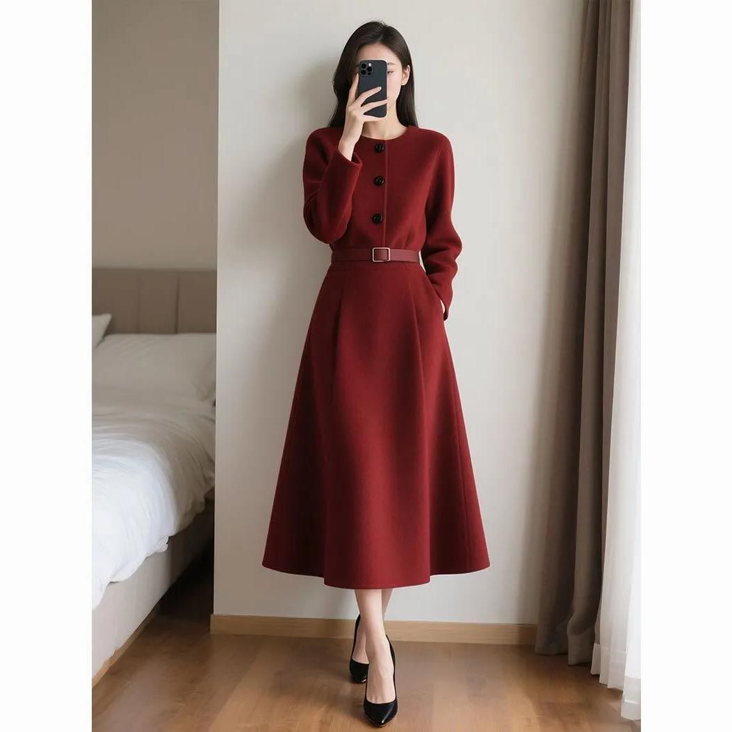 Rode retro jurk met lange mouw - Women'S Red Formal Wear recensie en prijs